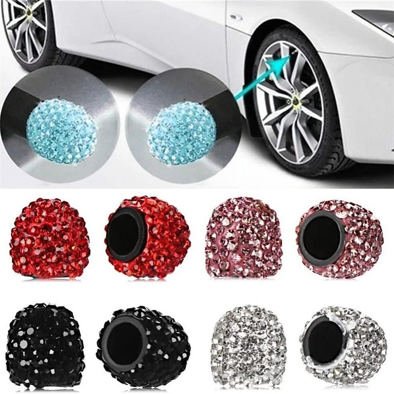 4pcs Diamond Car Tire Valve Caps Shining Dust-proof Wheel Valve Cover Vehicle Bling Crystal Valve Cap Car Styling Accessories 2024 - $7.99