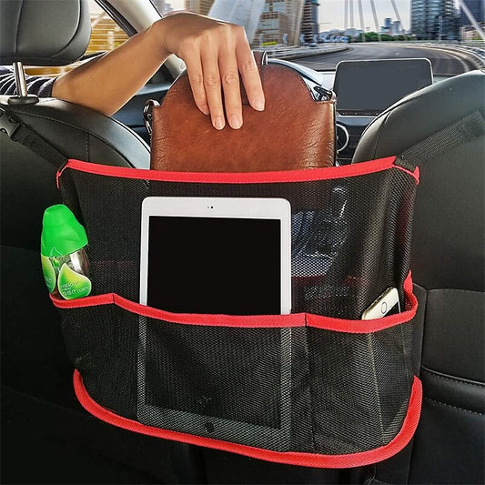 Car Net Pocket Large Adjustable Buckle Strap Car Seat Bag Holder Car Mesh Purse Holder between Seats 1PCS 2024 - $7.99