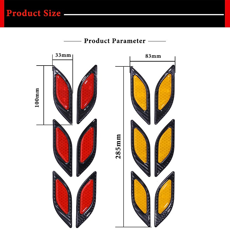 Reflective Carbon Fiber Bumper Strips Safety Warning Tape Secure Reflector Stickers Car Styling Exterior Accessories Common  Individuality Door Sticke