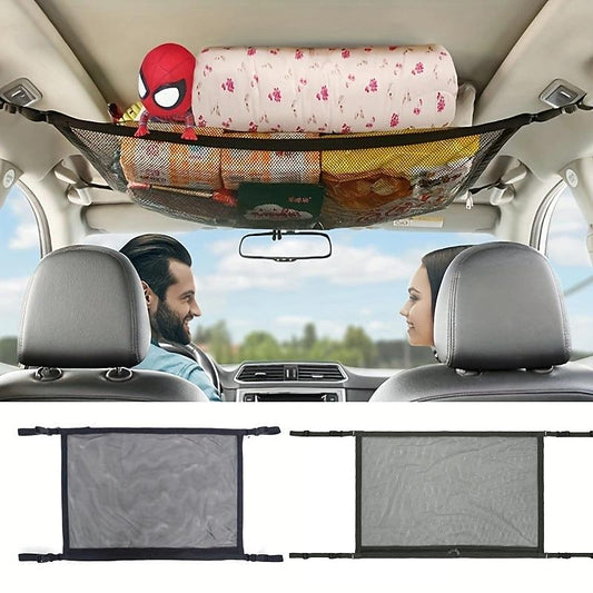 Car Ceiling Cargo Net Pocket Multi-function Adjustable  Durable Large Double-Layer Mesh SUV Roof Organizer Long Trip Storage Bag.Tent Putting Quilt Ch