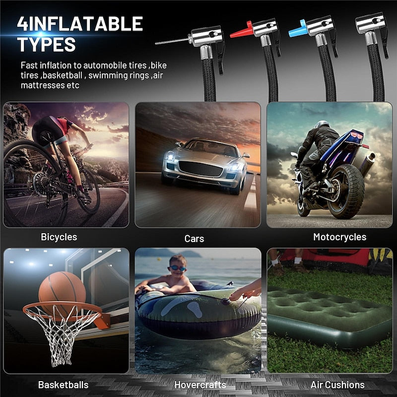 900PSI Car Air Compressor 19 Cylinder 120W Electric Digital Car Tire Inflatable Pump 12V Portable Air Pump Digital Auto Tire for Motorcycle Bicycle Ca