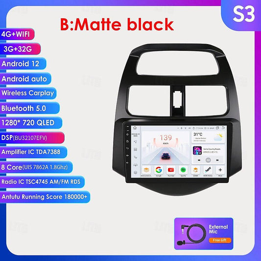 Android 12 Car Radio for Chevrolet Spark Beat Matiz Creative 2010-2014 Multimedia Stereo Carplay Navigation System Frosted Black 2024 - $106.99