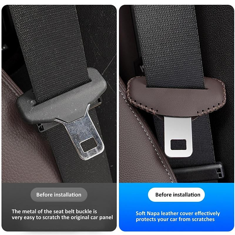 Car Safety Belt Buckle Clip Protection Cover Leather Interior Seat Belt Protector Anti Slip Cover Safety Car Accessories 2024 - GBP £7