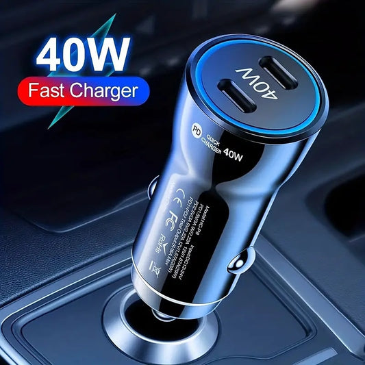 40 W Dual PD Car Charging PDPD Fast Charge 40 W Car Charger New 40 W Dual Type-C Port Charging 2024 - GBP £10