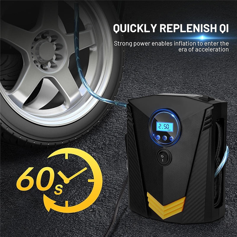 900PSI Car Air Compressor 19 Cylinder 120W Electric Digital Car Tire Inflatable Pump 12V Portable Air Pump Digital Auto Tire for Motorcycle Bicycle Ca