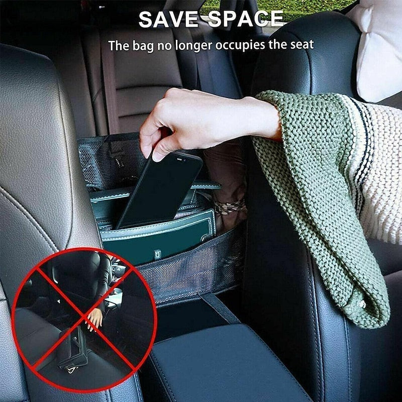 Car Net Pocket Handbag Holder. Durable Car Seat Storage and Handbag Holding Net. Thickened Polyester Fiber Hanging Storage Bag Between Car Seats for C