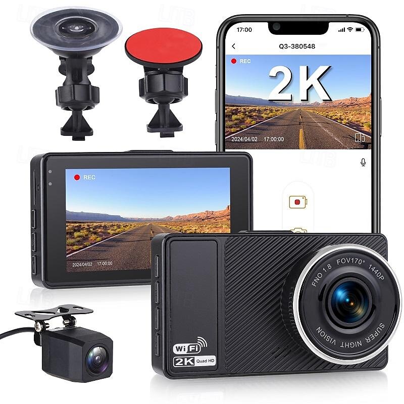 X18  PRO 2160P New Design / HD / with Rear Camera Car DVR 170 Degree Wide Angle 3 inch IPS Dash Cam with WIFI / Night Vision / G-Sensor 4 infrared LED