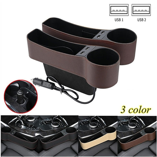 Car Seat Box Organizer Car Console Side Pocket Coin Box and 2 USB Charging Hub for Cellphones 2024 - $12.99