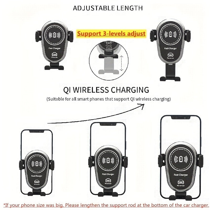 15W Wireless Car Charger Mount Air Vent Mobile Phone Holder Stand Fast Charging Station For IPhone 14 13 12 11 X Xiaomi Samsung 2024 - $10.99