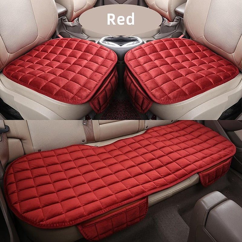 Plush Plaid Thicken Warm Car Seat Cushion Pad Car Seat Protector Car Front Rear Seat Covers For Car SUV Truck Car Accessories 2024 - $28.99