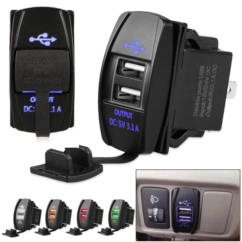 3.1A Dual USB Port Charger Socket Outlet 12V LED Waterproof for Motorcycle Car 2024 - $10.99