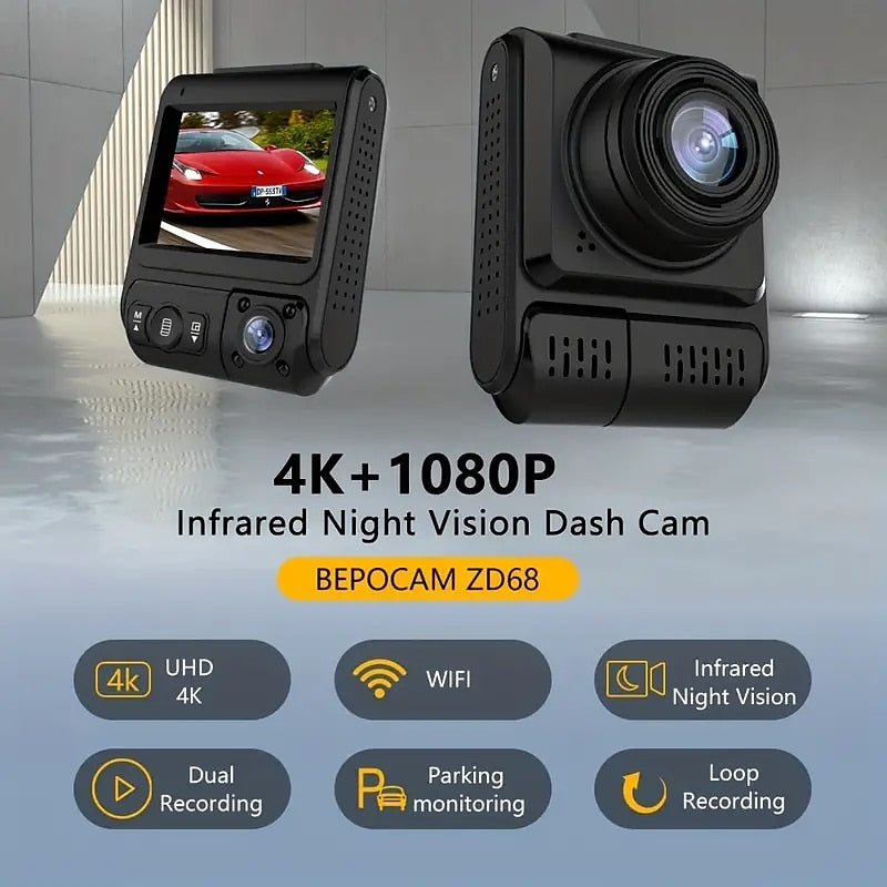 4K Dash Camera Infrared Night Vision Car DVR WIFI External GPS 2.5k1080p Dashcam Vehicle For Android Auto Video Recorder 2024 - $113.99