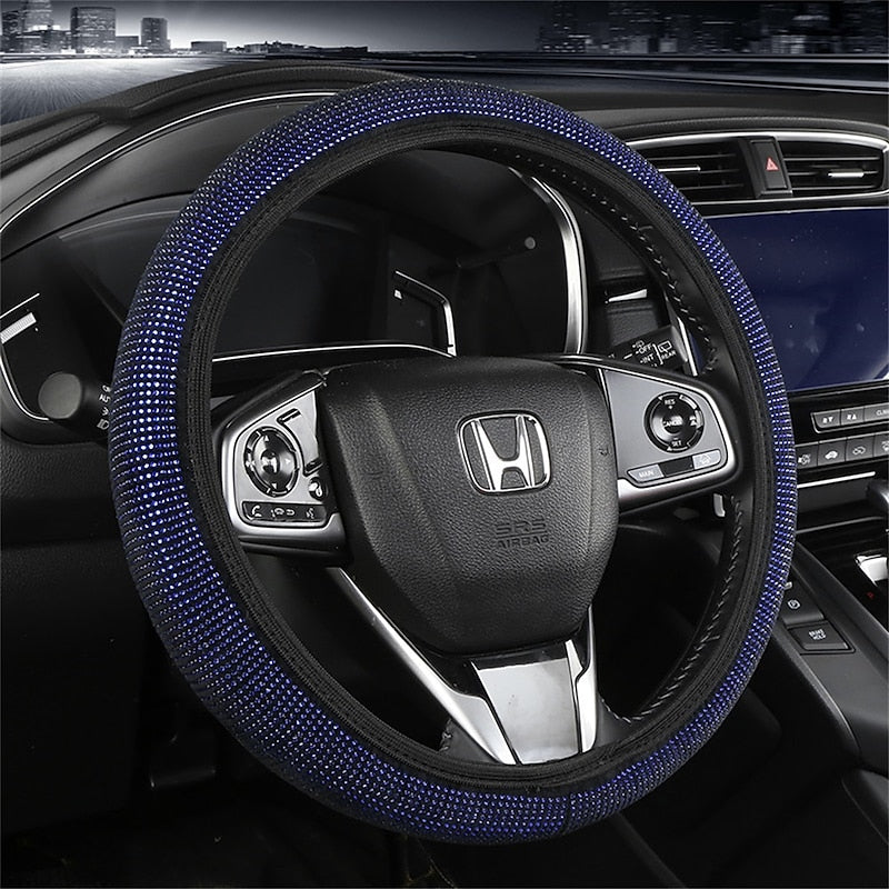 Bling Rhinestones Steering Wheel Cover with Crystal Diamond Sparkling Car SUV Breathable Anti-Slip Steering Wheel Protector 2024 - $7.99