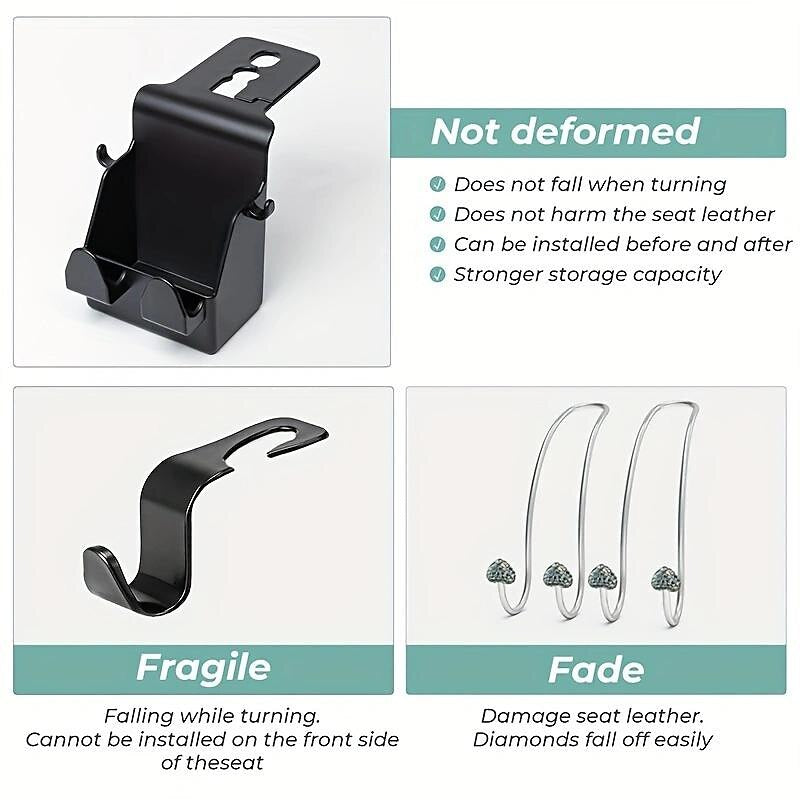 3-in-1 Car Hooks: Hang Your Phone. Headrest. and Other Stuff - All in One Holder! 2024 - $6.99