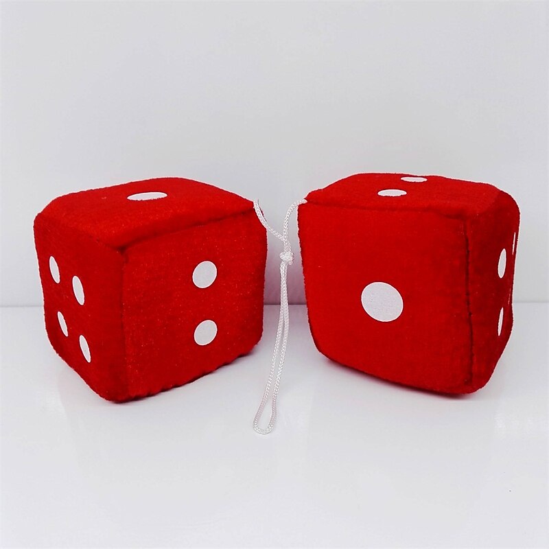 1Pair Car Pendant Interior Hanging Rearview Mirrors Short Plush Fuzzy Dice 2.75inc Plush Car Decorative Hanging Mirror Fuzzy Dice Lucky Hanging Access