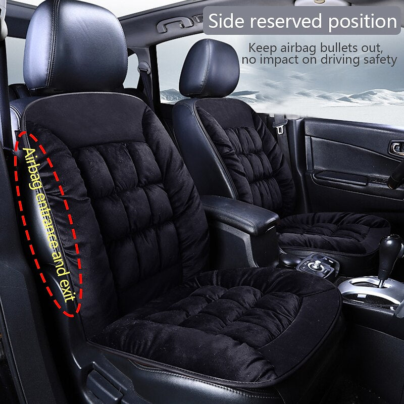 1 PCS Car Seat Covers Luxury Car Protectors Universal Anti-Slip Driver Seat Cover  Plush with Backrest Strip-type Easy Install Universal Fit Interior