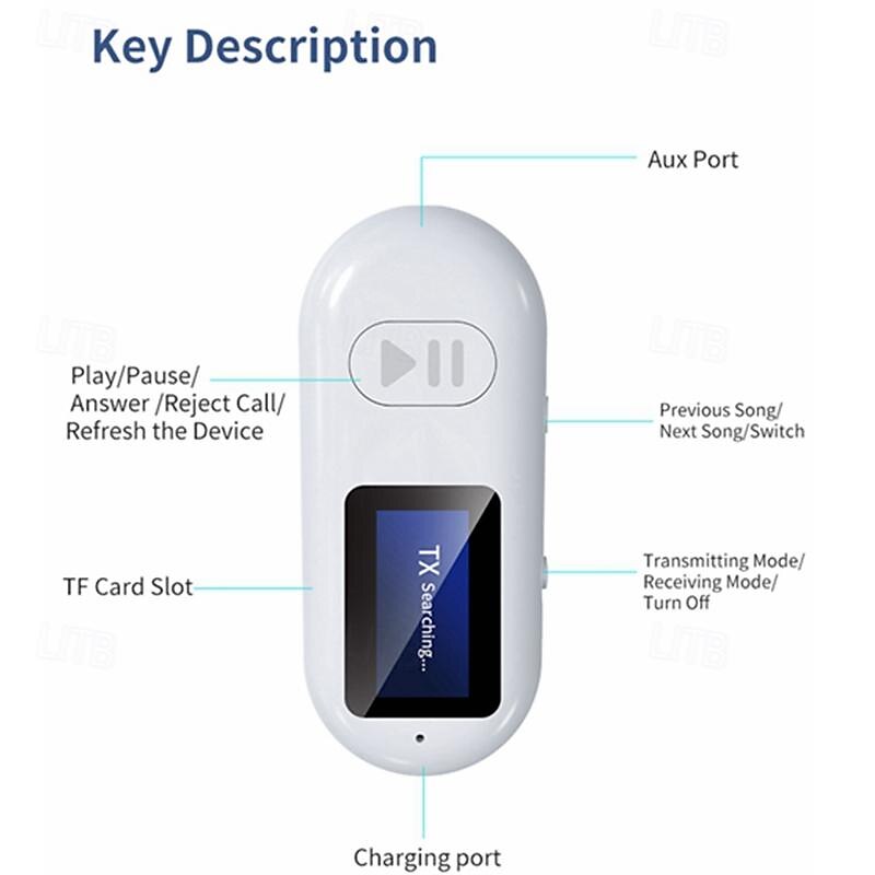 Car Bluetooth 5.0 Receiver for Car Noise Cancelling Bluetooth AUX Adapter Bluetooth Music Receiver for Home Stereo/Wired Headphones/Handsfree Calling