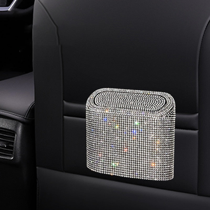 StarFire Glitter Trash Can For Car Storage Box Garbage Grabber Bling Rhinestone Door Trash Bin Auto Supplies Car Interior Accessories 2024 - $18.99