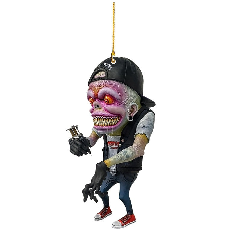 2PCS Cartoon Big Mouth Monster Car Pendant Acrylic Flat Doll Model Home Decor Rat Fink Crazy Mouse Driving Statue Halloween Car Accessories 2024 - $7.