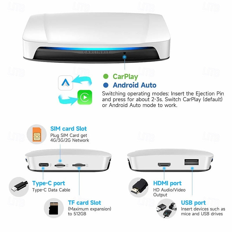 Carlinkit UHD Wireless CarPlay Android Auto Box CarPlay Al Box Android 13 Smart TV Streaming Box SDM660 UHD HDMI-Compatible Output 2024 - RON 1537.2
