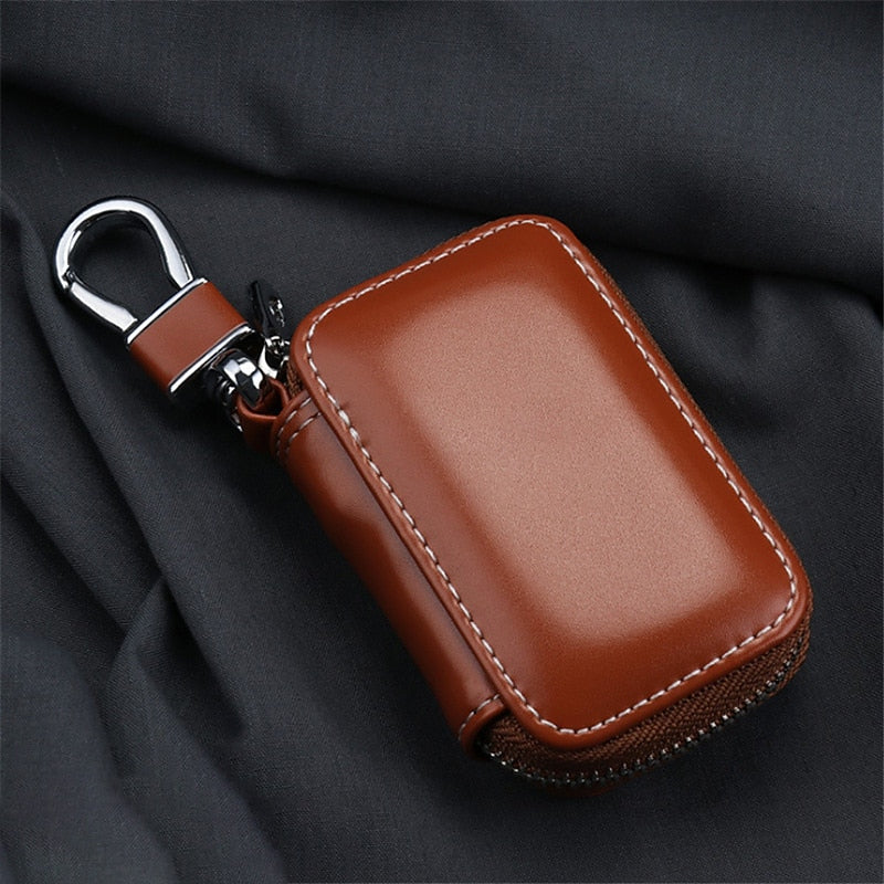 Car Key Pouch Bag Case Car Key Holder Case Key Chain Wallet Bag Cover Fobs Car Keys' Bag Zipper Mini Wallet high-capacity Men Women's Key Holder Leath