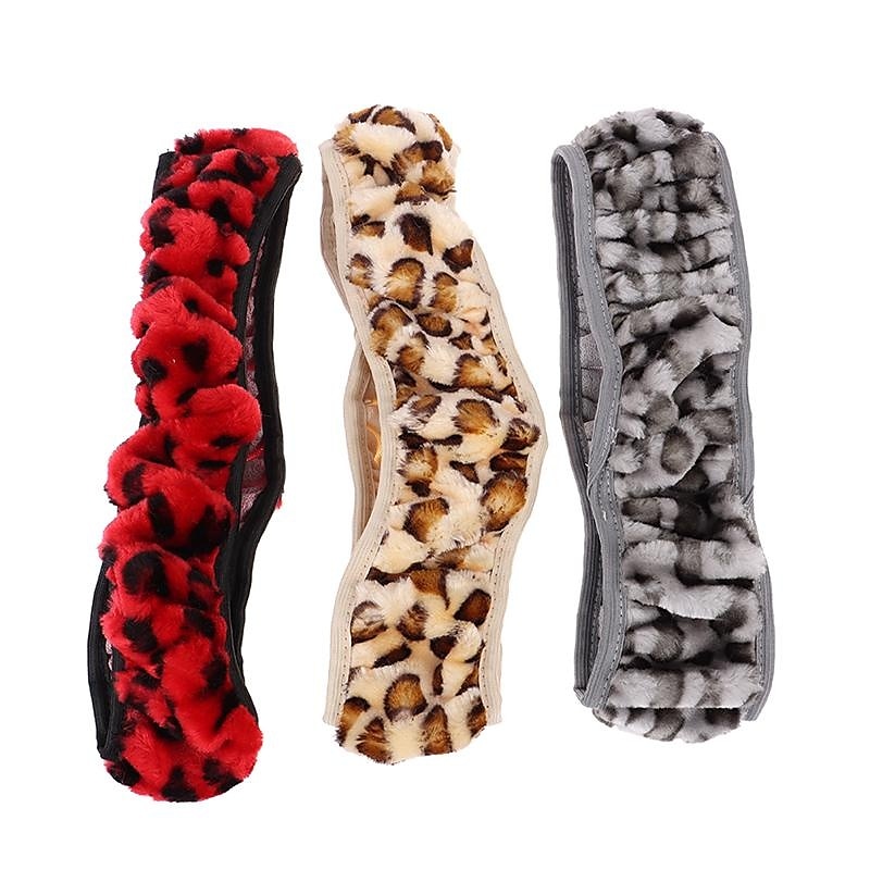 3 Pcs General Leopard Print Artificial Fur Winter Plush Car Steering Wheel Cover Handbrake Gear Cover 2024 - $10.99