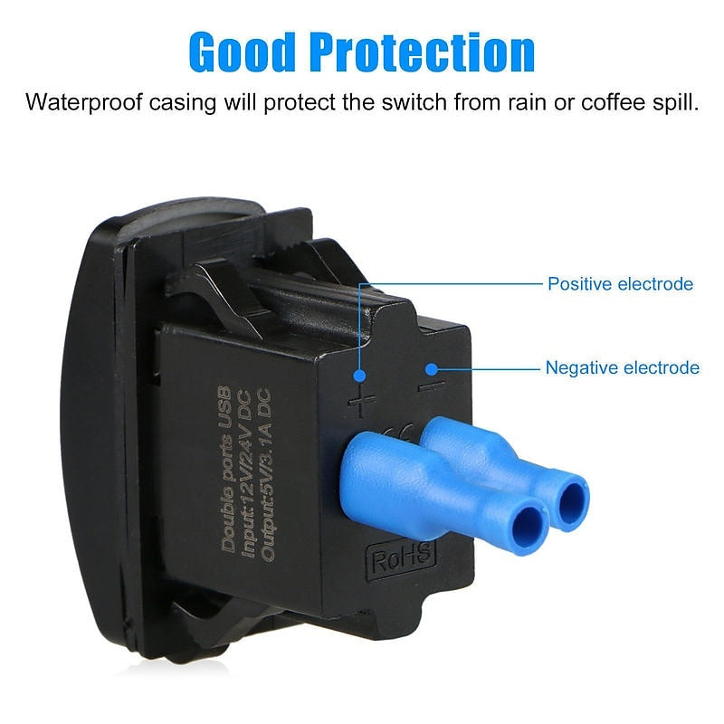 3.1A Dual USB Port Charger Socket Outlet 12V LED Waterproof for Motorcycle Car 2024 - $10.99