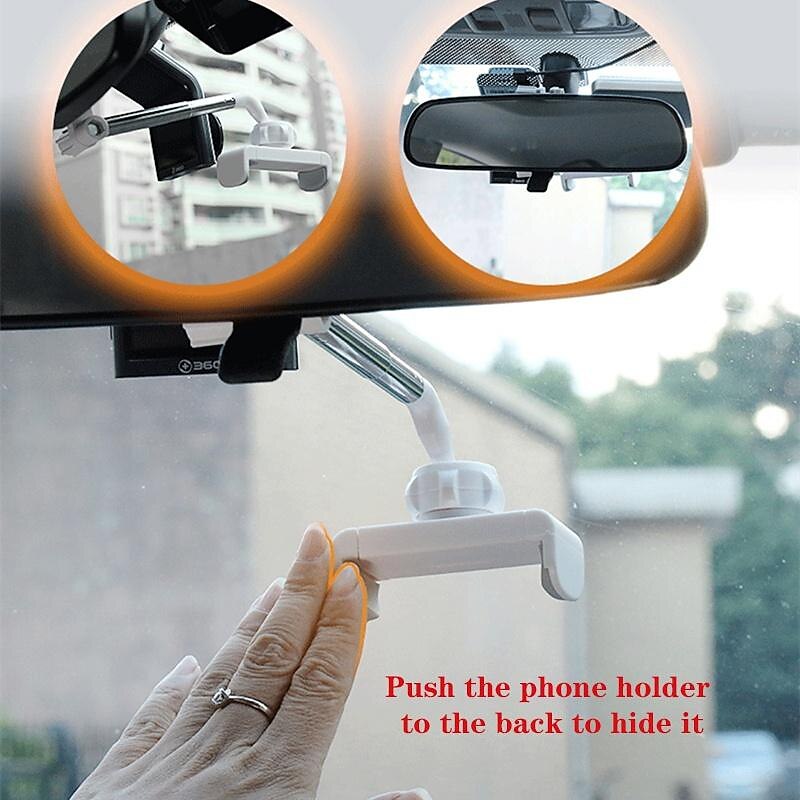 New Creative 360° Rotatable Adjustable Support Car Rearview Mirror Mount Universal Mobile Phone Stand Seat GPS Car Holder Car Accessories 2024 - $2.49