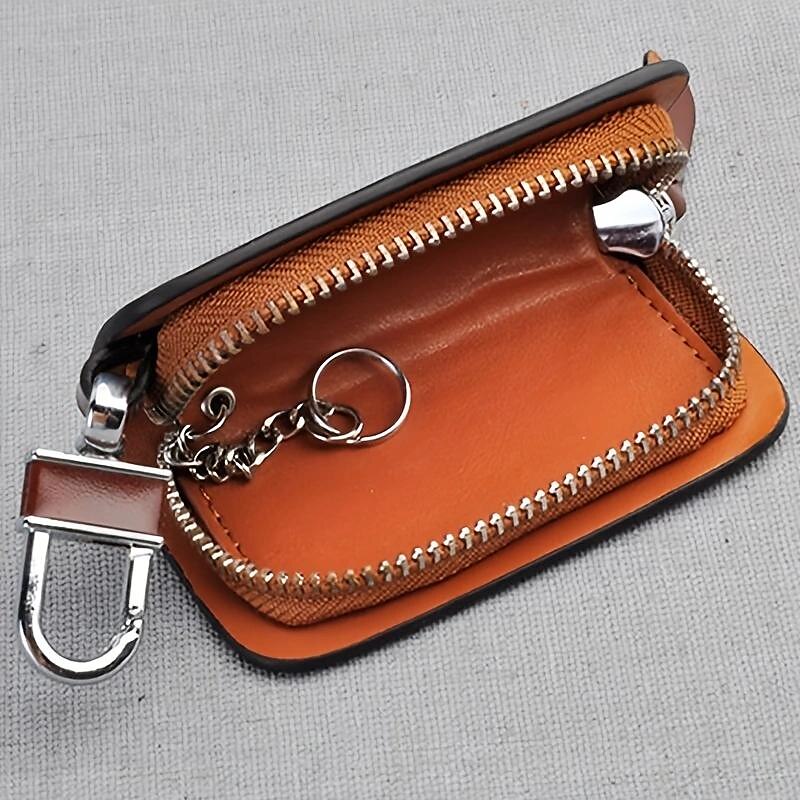 Premium Genuine Leather Remote Car Key Case - Key Fob Protector and Keychain Holder with Zipper Bag for Car Accessories 2024 - $6.99