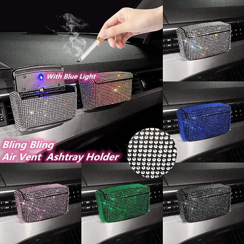 7 Colors Bling Bling Car Air Vent Mounting Cigarette Ashtray Holder Cup with Blue Light 2024 - $14.99
