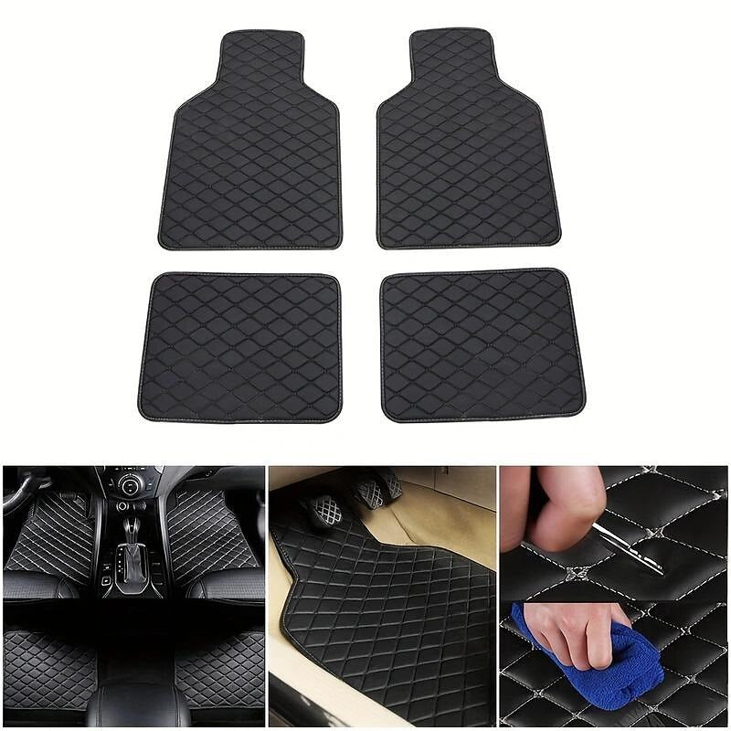 4pcs Car Floor Mats Universal Waterproof Front Rear Full Set Auto Rugs Leather Car Carpet Accessories Interior 2024 - $17.99