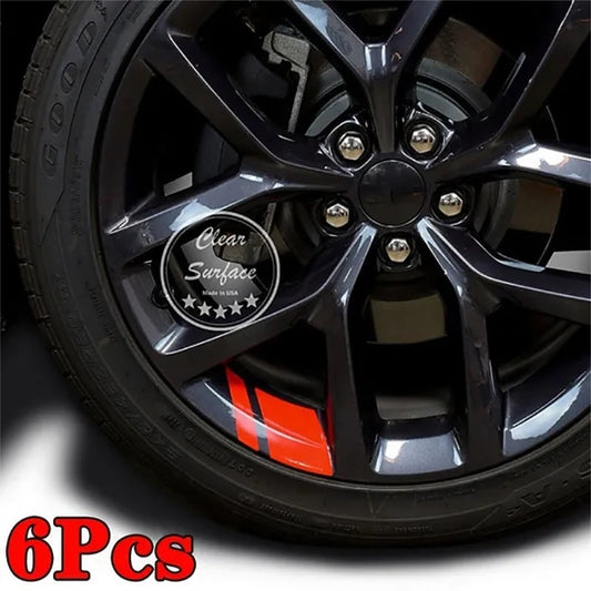 6Pcs Universal Car Wheel Rim Vinyl Stickers Reflective Hash Mark Stripe Racing Wheel Hub Decals Wheel Decor 2024 - $6.99