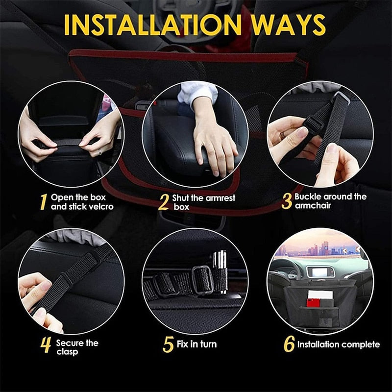 Car Net Pocket Handbag Holder. Durable Car Seat Storage and Handbag Holding Net. Thickened Polyester Fiber Hanging Storage Bag Between Car Seats for C
