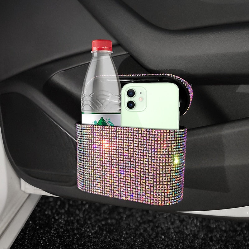 StarFire Glitter Trash Can For Car Storage Box Garbage Grabber Bling Rhinestone Door Trash Bin Auto Supplies Car Interior Accessories 2024 - $18.99