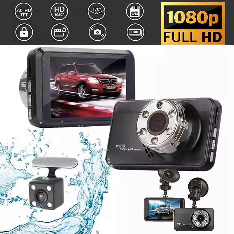T638+ 1080p New Design / HD / with Rear Camera Car DVR 170 Degree Wide Angle 3 inch IPS Dash Cam with Night Vision / motion detection / Loop recording