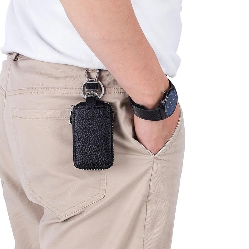 Genuine Leather Car Key Bag. Universal Models Of Men's Cowhide Key Bag Zipper Key Leather Cover 2024 - $9.99