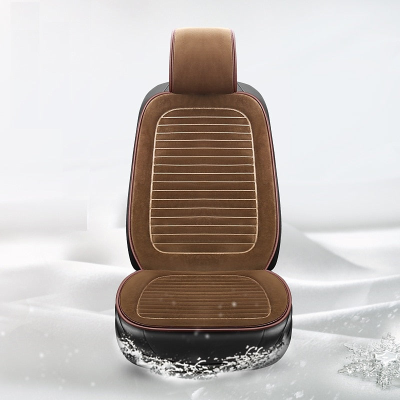 1 PCS Car Seat Covers Luxury Car Protectors Universal Anti-Slip Driver Seat Cover  Plush with Backrest Strip-type Easy Install Universal Fit Interior