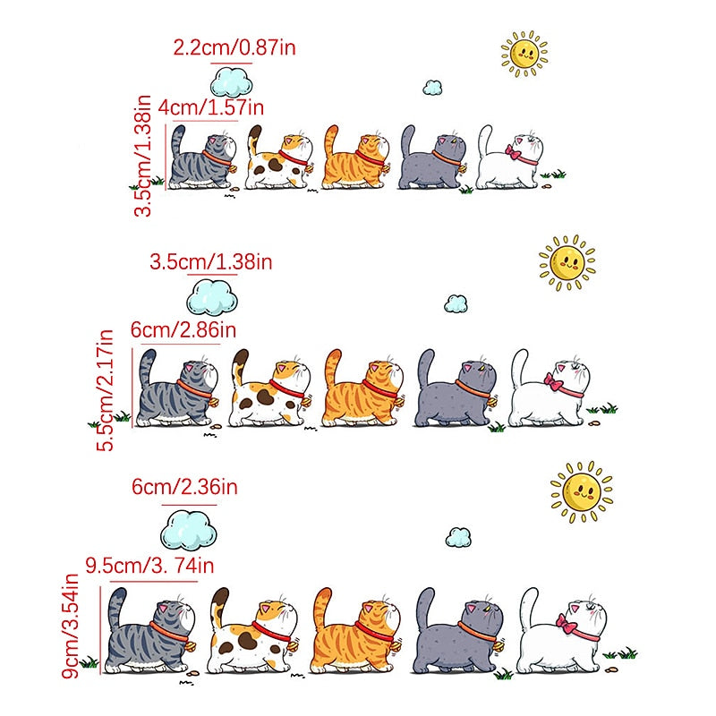 5Pcs/Set Climbing Cats Car Sticker Funny Animal Styling Waterproof Stickers Car Body Home Window Creative Decals Decoration 2024 - $7.99