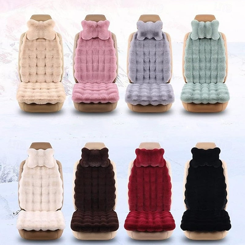 Thickened Plush Car Seat Cushion Set Winter Universal Warm Faux Rabbit Fur Car Seat Cushions Set Soft Fluffy Non-Slip Front Seat Covers 1 Set 2024 - $