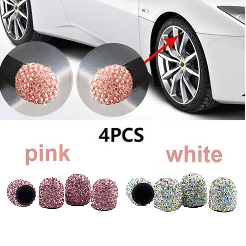 4pcs Diamond Car Tire Valve Caps Shining Dust-proof Wheel Valve Cover Vehicle Bling Crystal Valve Cap Car Styling Accessories 2024 - $7.99