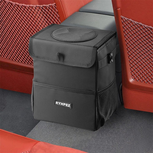 Car Trash Can with Lid - Car Trash Bag Hanging with Storage Pockets Collapsible and Portable Car Garbage Bin 2024 - $16.99