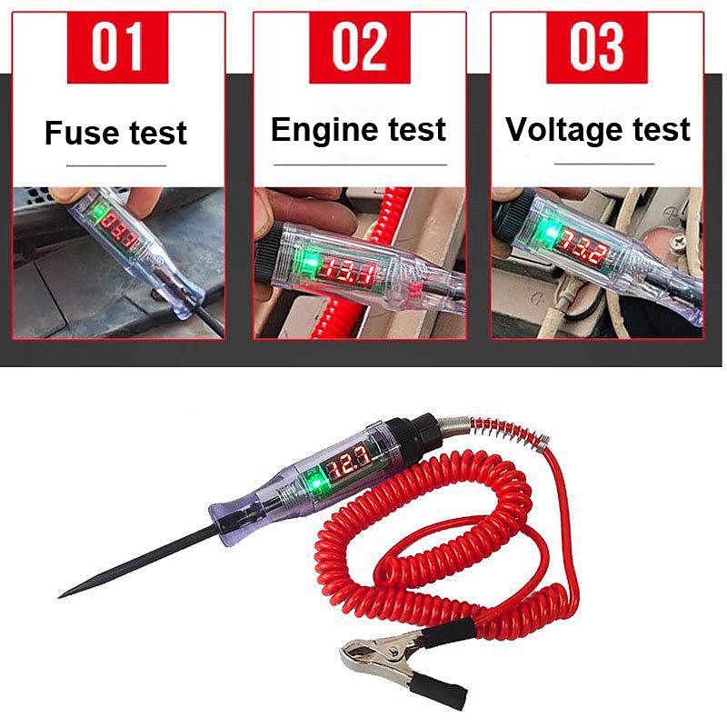Car Test Pen Circuit Tester DC Truck Voltage Digital Display Long Probe Pen With Light Automotive Diagnostic Tools Auto Repair Tool 2024 - $9.99