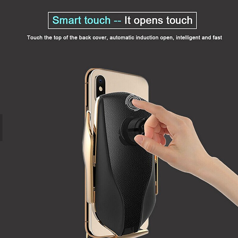 Wireless Car Charger Mount R2 Car Automatic Induction Charging Mobile Phone Holder Suction Cup Air Outlet 2 In 1 Fast Charging Holder for iPhone 13/13