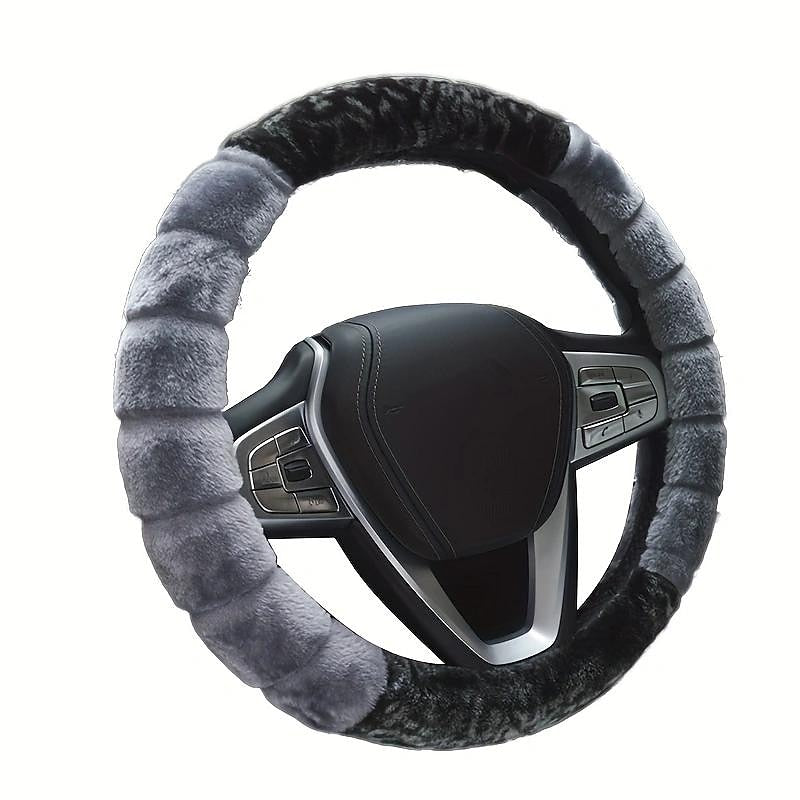 Winter Short Plush Steering Wheel Cover Winter Warm Car Interior Set Creative Stitching Multi-Color Pattern 2024 - $8.99
