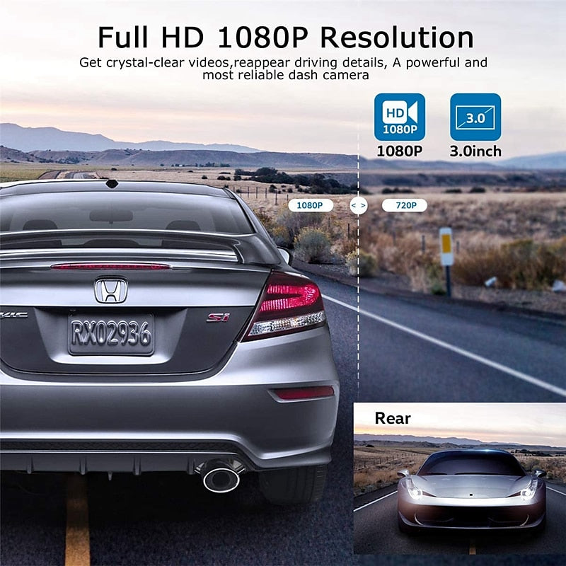 T638+ 1080p New Design / HD / with Rear Camera Car DVR 170 Degree Wide Angle 3 inch IPS Dash Cam with Night Vision / motion detection / Loop recording