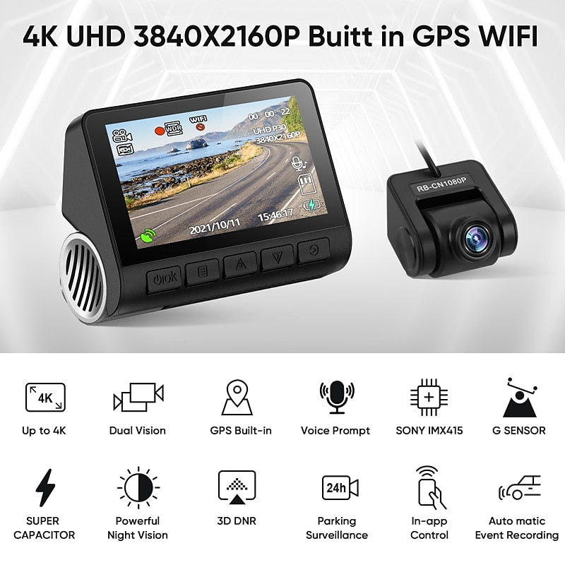 V55 1080p / 1440P / 2160P New Design / HD / Boot automatic recording Car DVR 170 Degree Wide Angle 3 inch IPS Dash Cam with WIFI / GPS / Night Vision