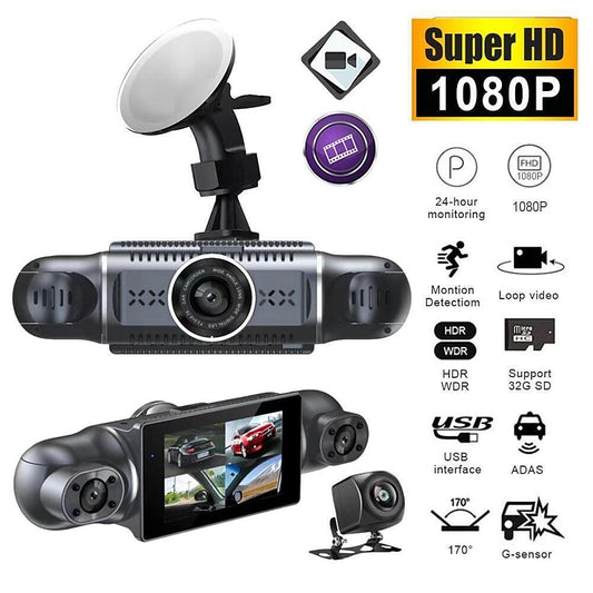 W2 1080p New Design / HD / 360° monitoring Car DVR 170 Degree Wide Angle 3 inch IPS Dash Cam with WIFI / Night Vision / G-Sensor 8 infrared LEDs Car R