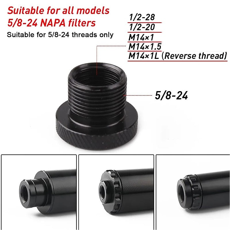 Car Fuel Filter Barrel Thread Adapter 5/8-24 to 1/2-28 1/2-20 M14*1 M14*1L M14*1.5  For NAPA 4003 WIX 2024 - $7.99