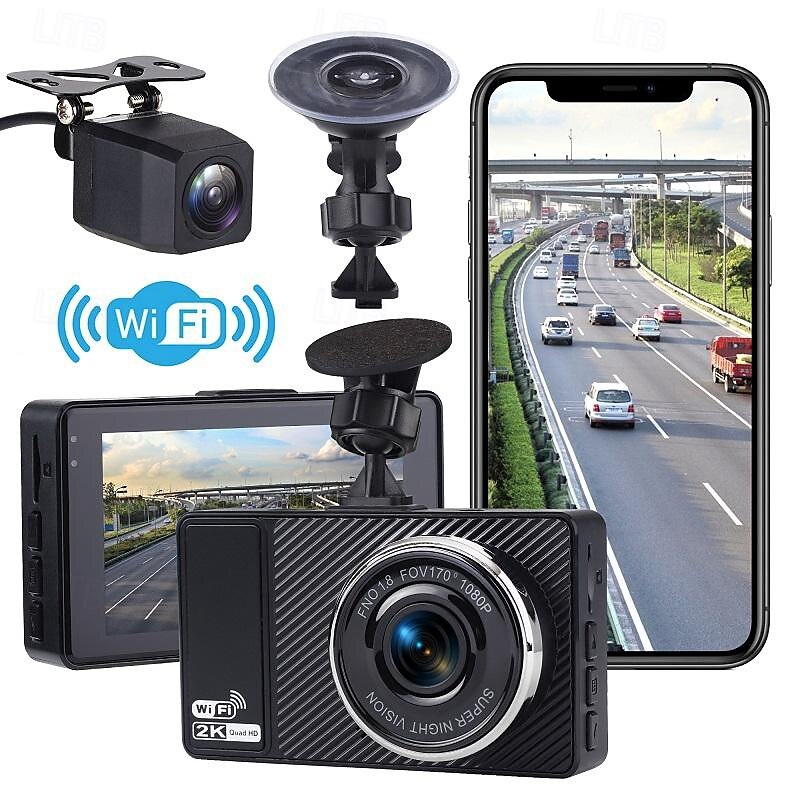 X18  PRO 2160P New Design / HD / with Rear Camera Car DVR 170 Degree Wide Angle 3 inch IPS Dash Cam with WIFI / Night Vision / G-Sensor 4 infrared LED