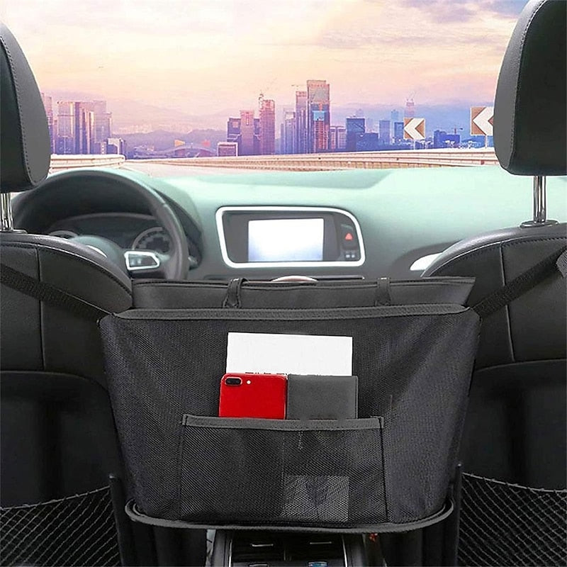Car Net Pocket Handbag Holder. Durable Car Seat Storage and Handbag Holding Net. Thickened Polyester Fiber Hanging Storage Bag Between Car Seats for C